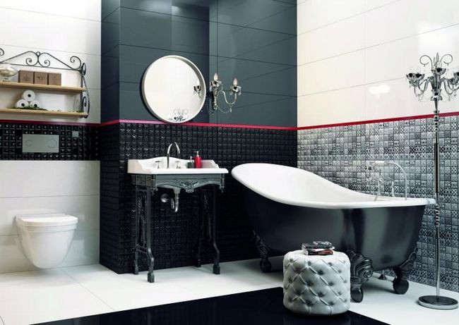Ванная комната с использованием широкоформатных декоров