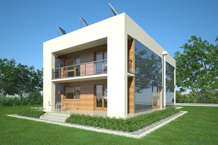 Фасад дома с нулевой энергией