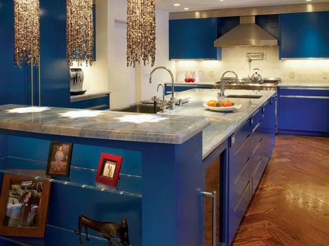 Синяя кухонная мебель