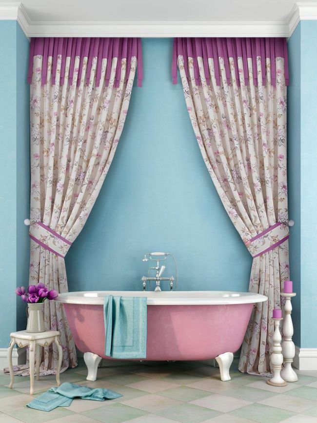 Организация провансальской ванной комнаты с использованием ткани