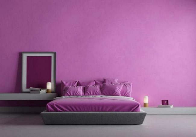 Фиолетовый цвет в спальне