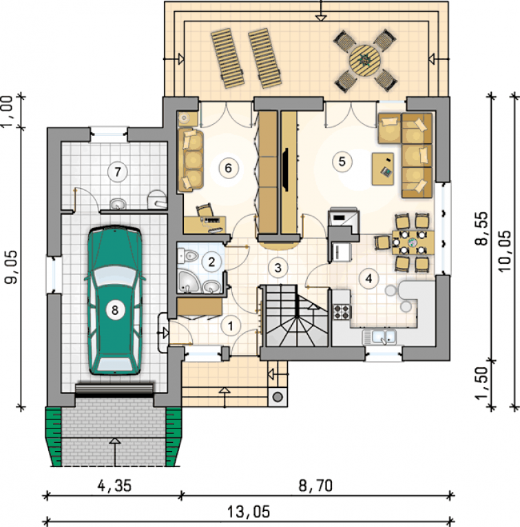 План этажа дома с мансардой
