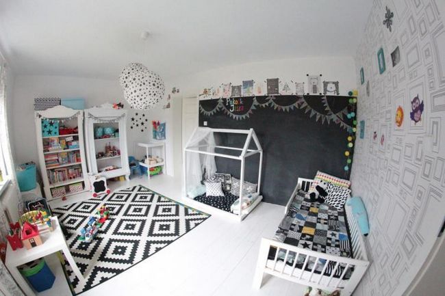 Детская комната в черно-белом