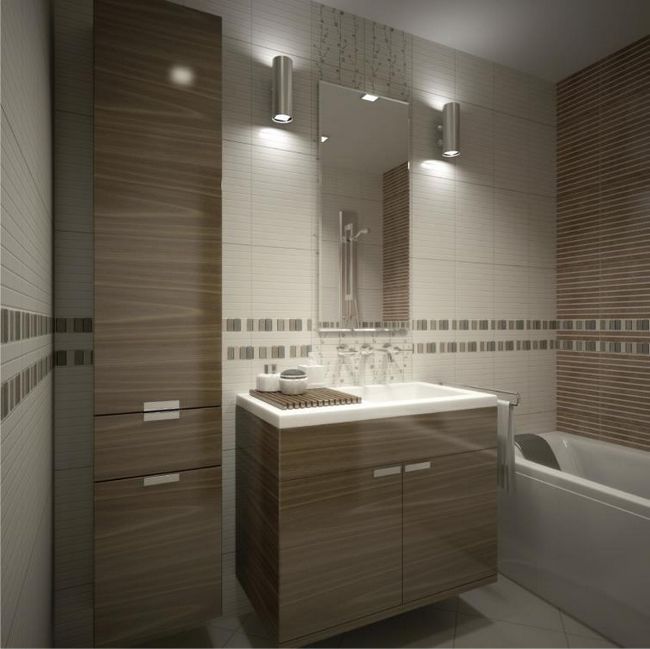 Освещение ванной комнаты - бра, смонтированные с обеих сторон зеркала