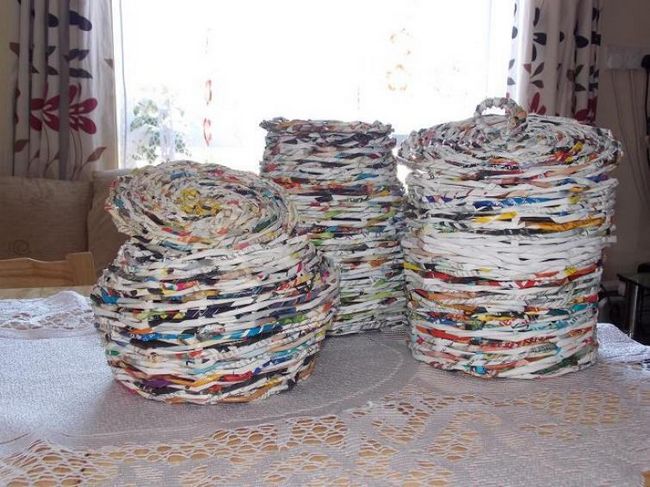 Плетеные бумажные корзины