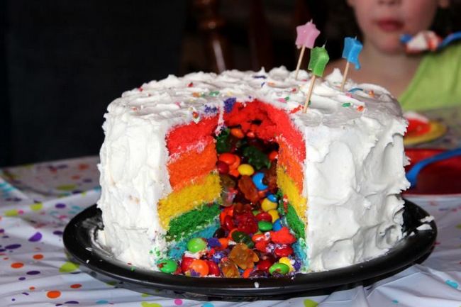 Радужный торт на день рождения ребенка