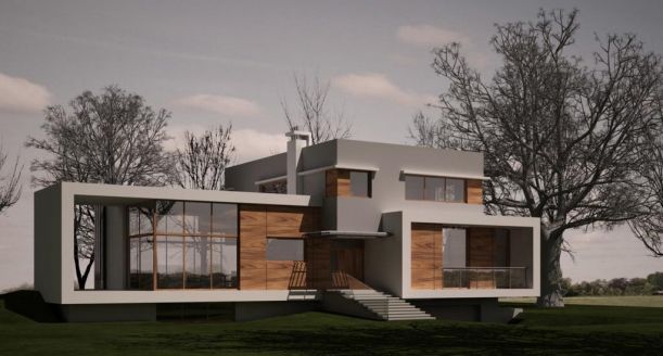 дом с плоской крышей, спроектированный Ежи Ярошевичем