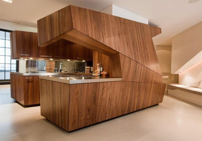 Кухонная мебель, покрытая шпоном