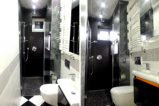 Ванная комната в белом и черном цвете
