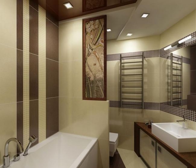 Плитки в небольшой и узкой ванной комнате