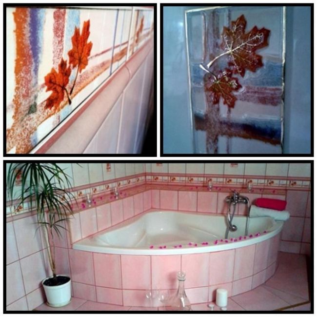 Ванная в белом и розовом