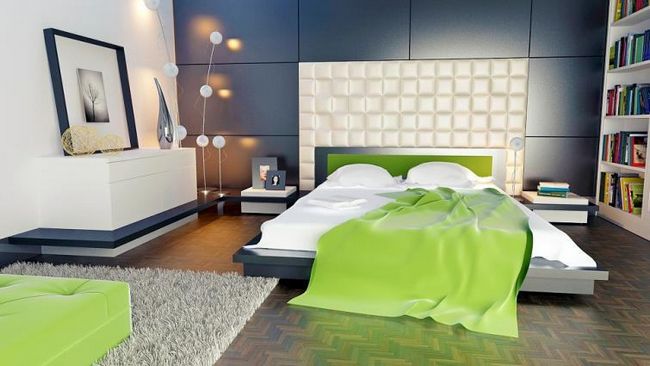Расположение спальни с использованием зелени